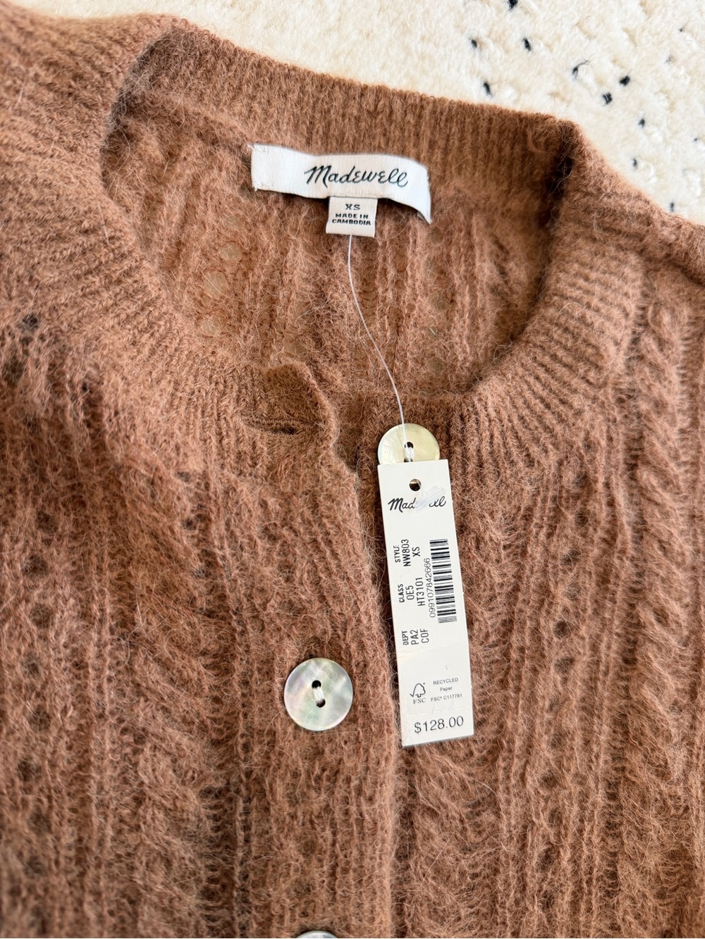 Madewell Women's Pointelle-Stitch Cardigan in Alpaca Blend - Picture 4 of 10